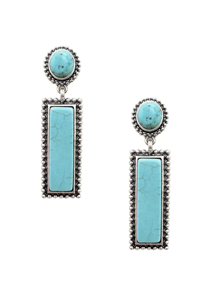 RODEO WESTERN TURQUOISE STONE WESTERN STYLE DANGLE EARRING