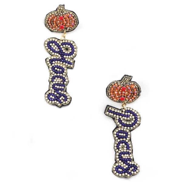 HALLOWEEN HOCUS POCUS SEED BEAD RHINESTONE EARRING