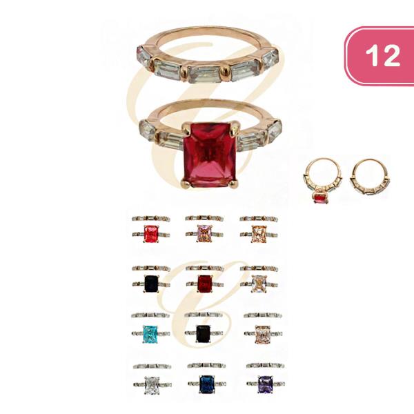 CRYSTAL STONE RING SET (12 UNITS)