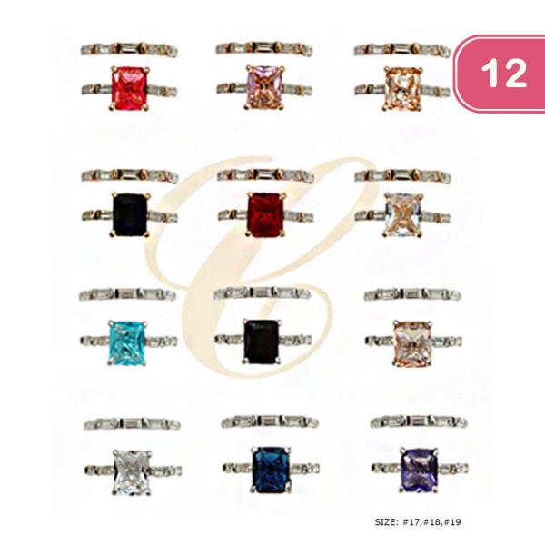 CRYSTAL STONE RING SET (12 UNITS)