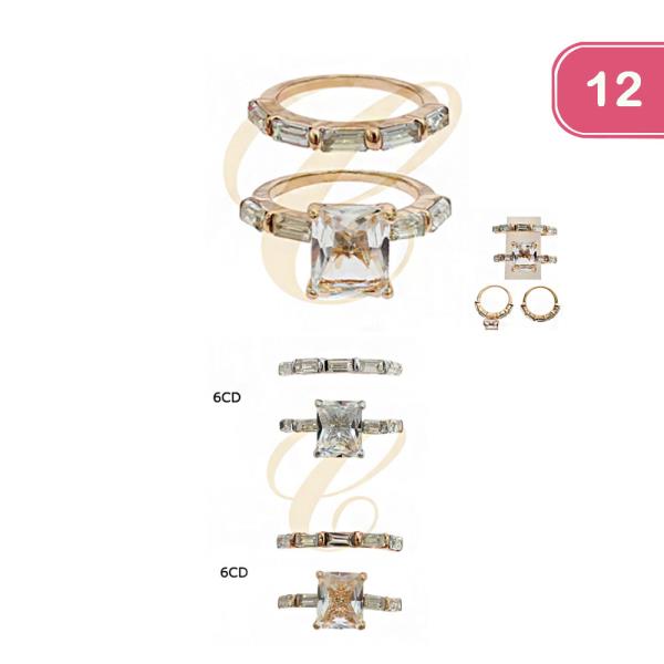 CRYSTAL STONE RING SET (12 UNITS)