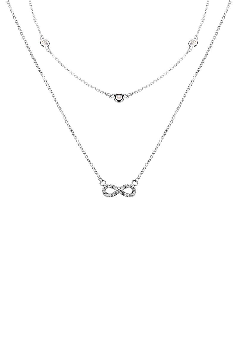 CUBIC ZIRCONIA INFINITY 2 LAYERED NECKLACE