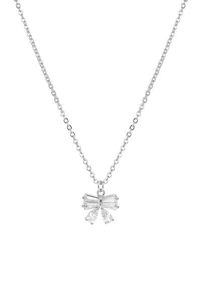 CUBIC ZIRCONIA BOW PENDANT NECKLACE