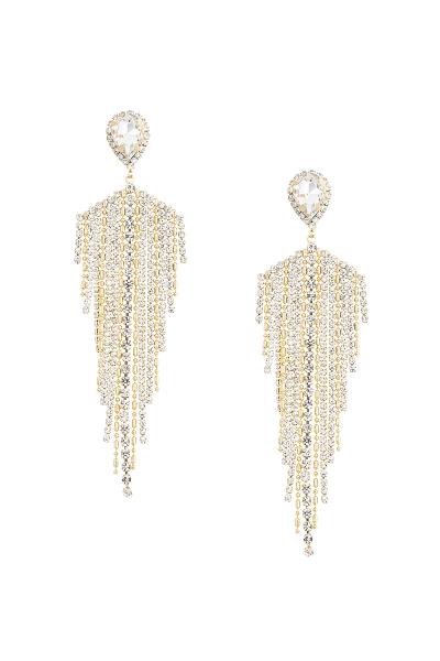 RHINESTONE TEARDROP FRINGE POST EARRING