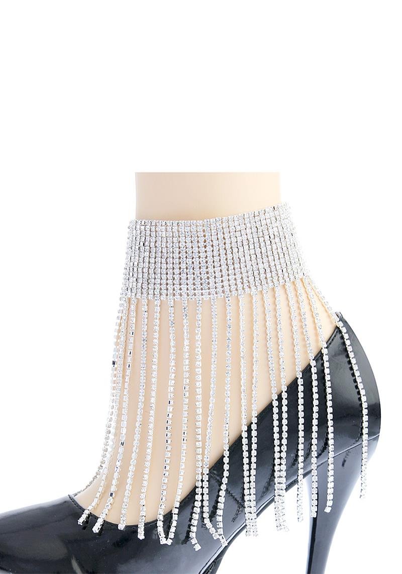 RHINESTONE 15 LINE TASSEL ANKLET