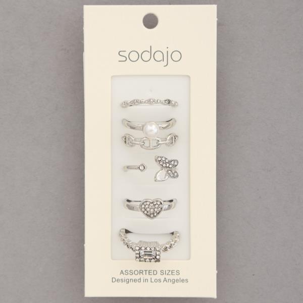 SODAJO BUTTERFLY RHINESTONE ASSORTED RING SET