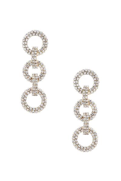 THREE RING DROP RHINESTONE EARRING