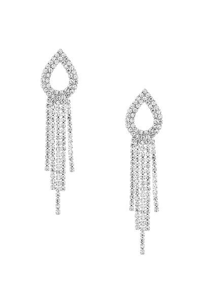 RHINESTONE TEARDROP FRINGE POST EARRING