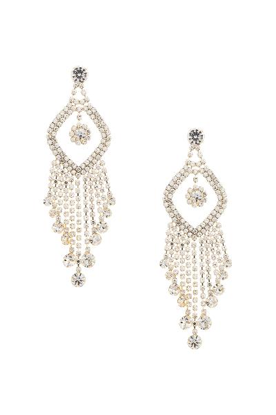 ROUND DANGLE FRINGE RHINESTONE EARRING