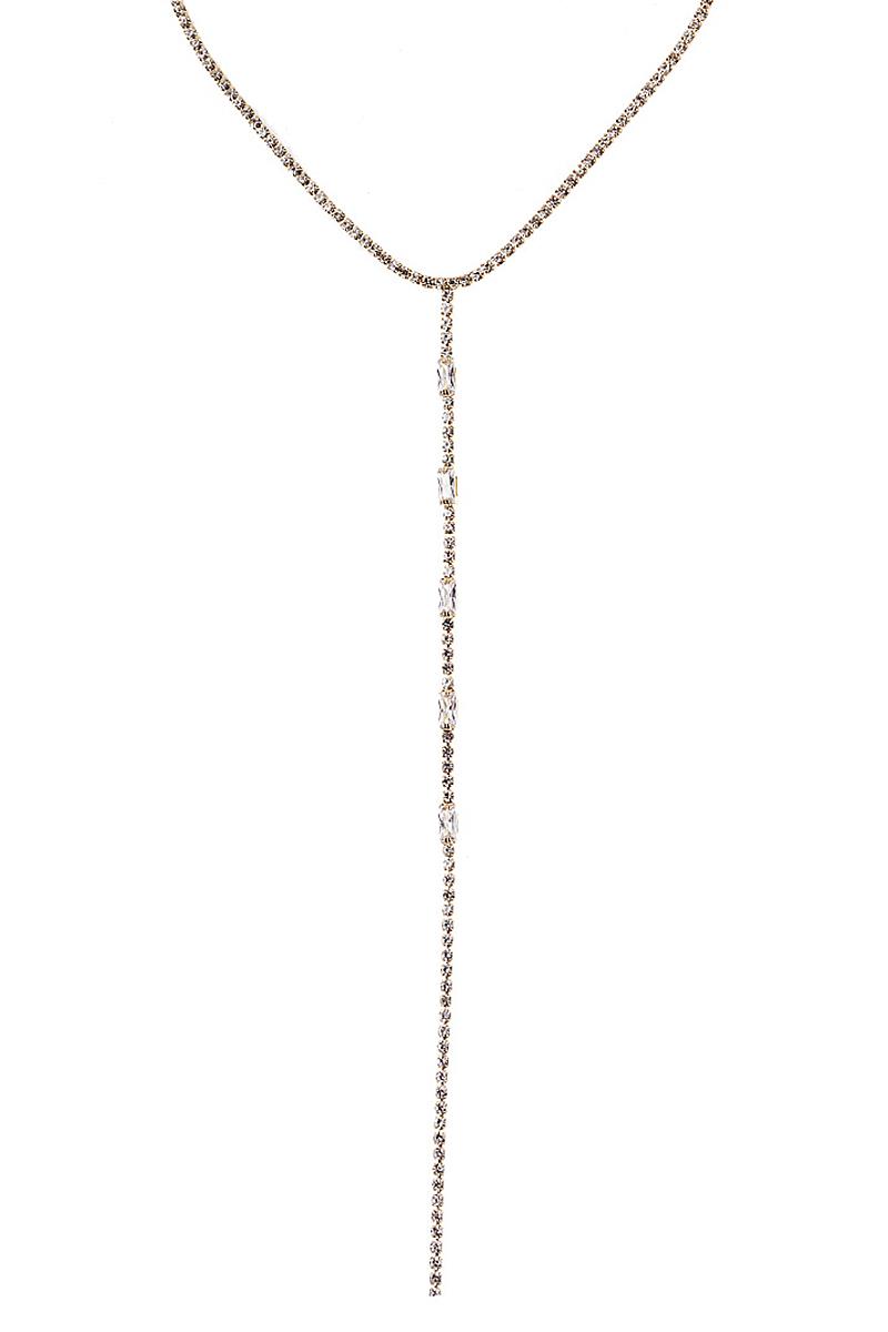 RHINESTONE CRYSTAL BAGUETTE Y CHOKER NECKLACE