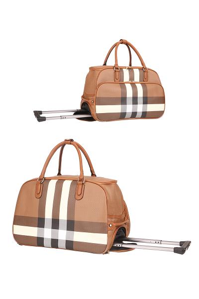 PLAID HANDLE TRAVEL LUGGAGE BAG