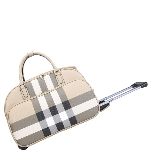 PLAID HANDLE TRAVEL LUGGAGE BAG