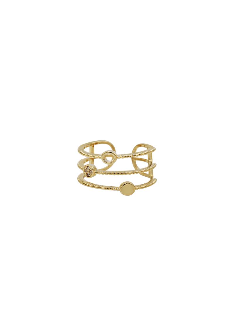 HEART PEARL BEAD 14K GOLD DIPPED ADJUSTABLE RING