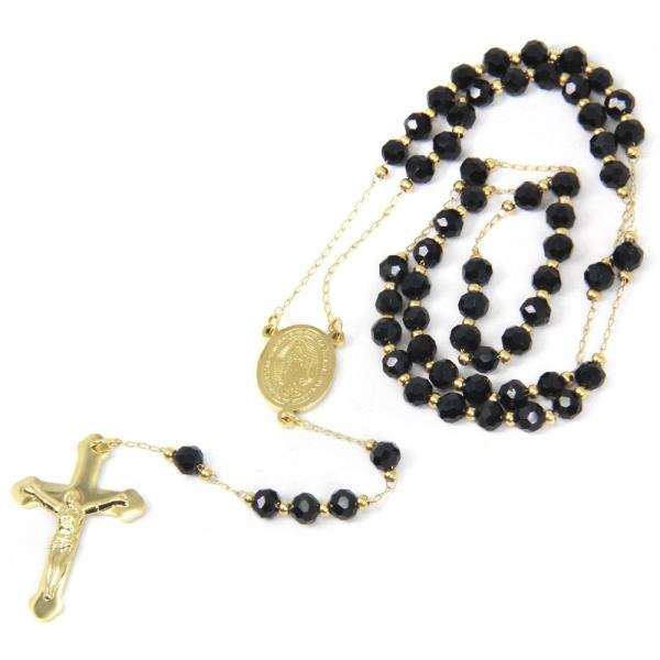 CRYSTAL CUT BEAD RELIGION CROSS PENDANT NECKLACE