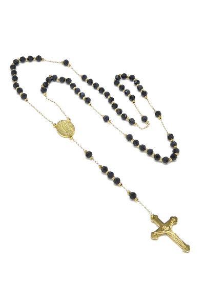 CRYSTAL CUT BEAD RELIGION CROSS PENDANT NECKLACE