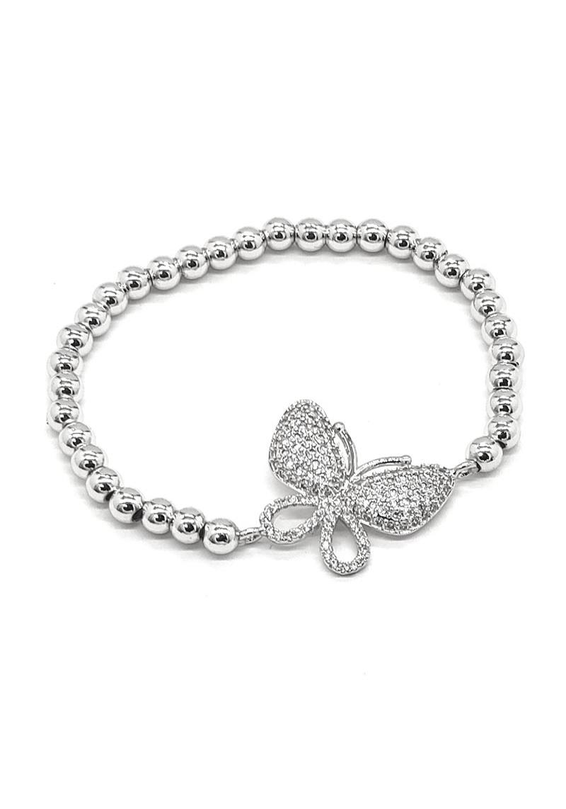 METAL BALL CHAIN BUTTERFLY CHARM BRACELET