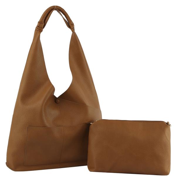2IN1 LEATHER HOBO BAG WITH POUCH