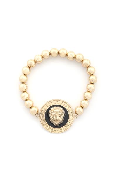 LION HEAD COIN METAL BEAD BRACELET
