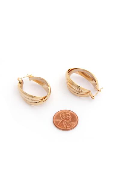 TRIPLE OVAL HOOP 14K GOLD DIPPED EARRING