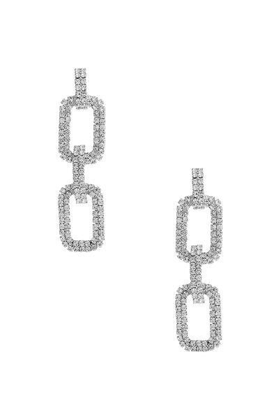 RHINESTONE RECTANGLE LINK EARRING