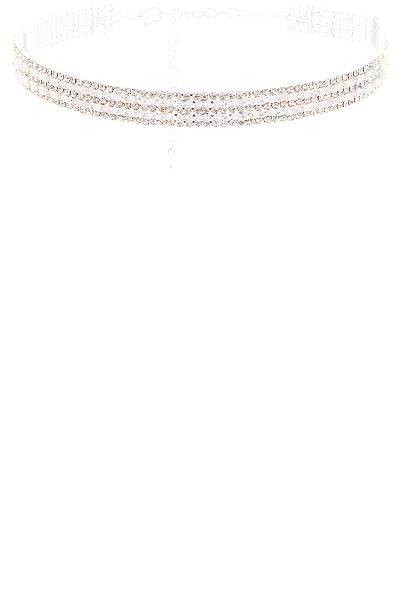 CRYSTAL RHINESTONE BAGUETTE 5 LINE CHOKER NECKLACE