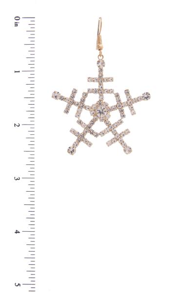 CHRISTMAS SNOW FLAKE RHINESTONE DANGLE EARRING