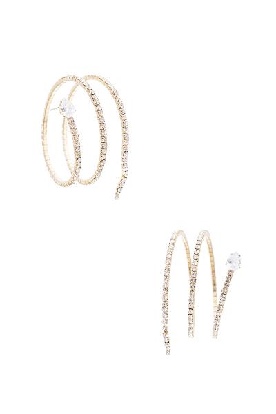 RHINESTONE CRYSTAL 35MM 2 LINE SNAKE EARRING