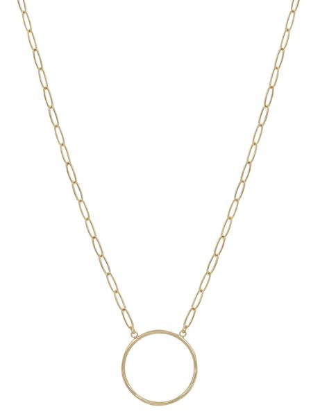 METAL CHAIN ROUND PENDANT NECKLACE