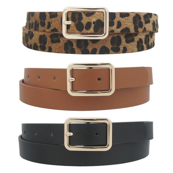 RECTANGLE METAL BUCKLE TRIO BELT SET