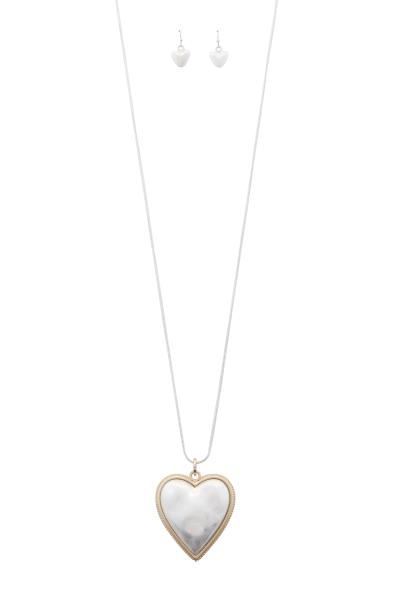 TWO TONE HEART PENDANT NECKLACE