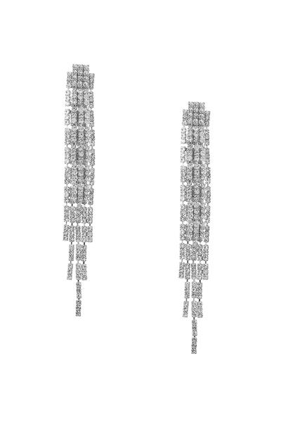 RECTANGLE RHINESTONE TASSEL EARRING