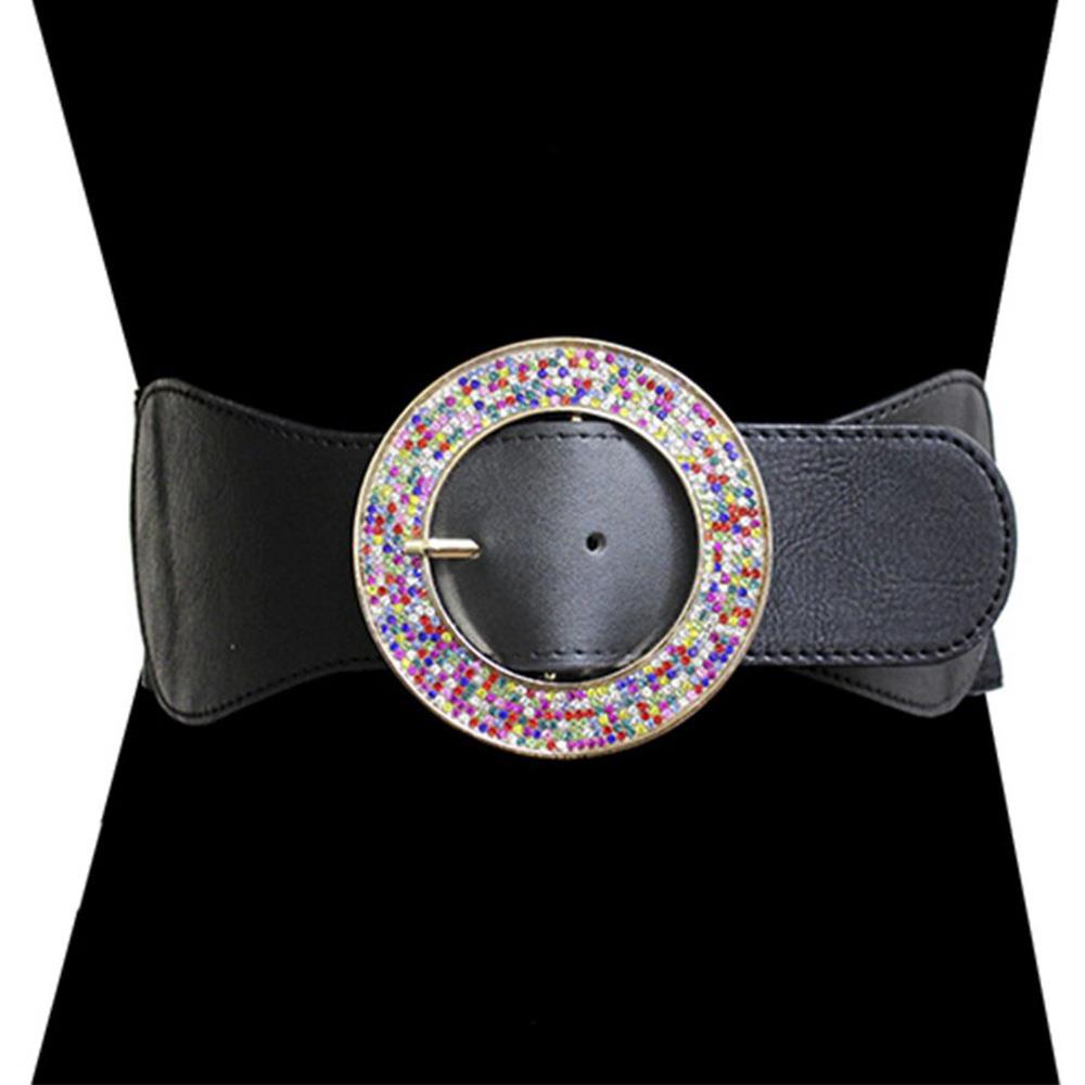 RHINESTONE ROUND BUCKLE BELT