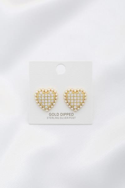 HEART PEARL EDGE POST EARRING