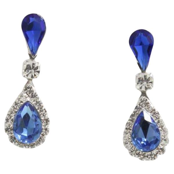 DOUBLE TEARDROP RHINESTONE DANGLE EARRING
