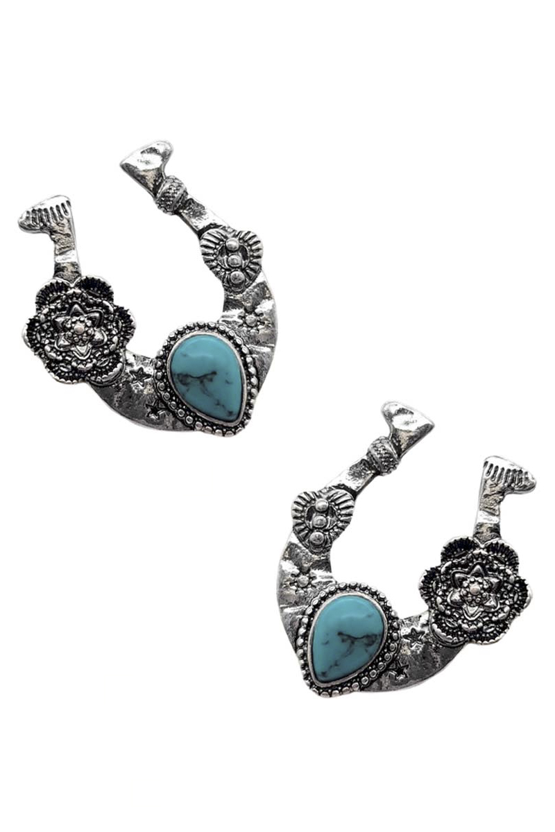 RODEO WESTERN STYLE STONE EARRING