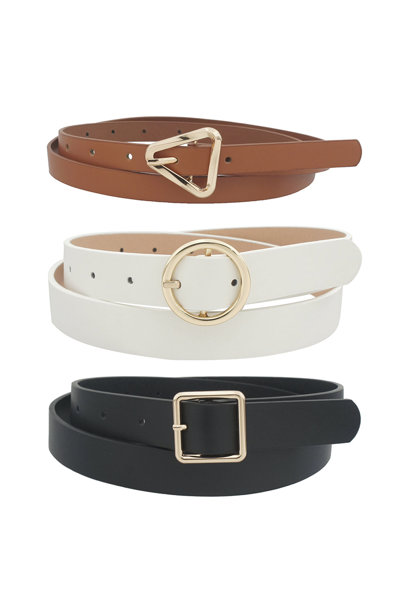 SQUARE CIRCLE TRIANGLE TRIO SKINNY BELT
