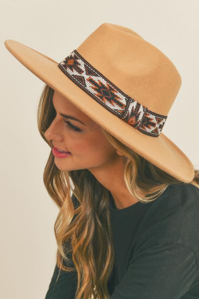 TRIBAL BAND PANAMA FEDORA HAT