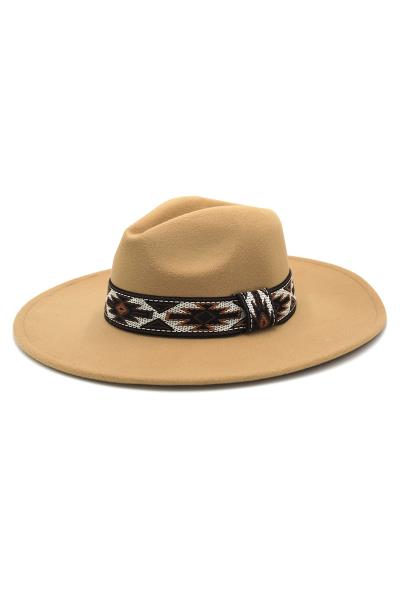 TRIBAL BAND PANAMA FEDORA HAT