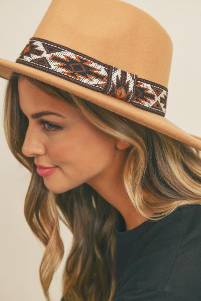 TRIBAL BAND PANAMA FEDORA HAT