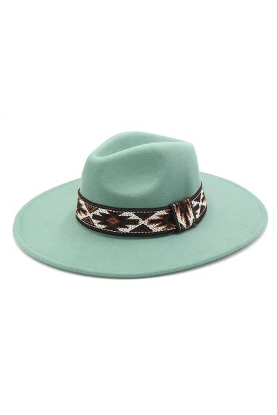 TRIBAL BAND PANAMA FEDORA HAT