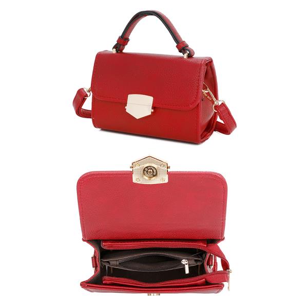 2IN1 PLAIN TEXTURE CHIC SATCHEL BAG WITH WALLET SET
