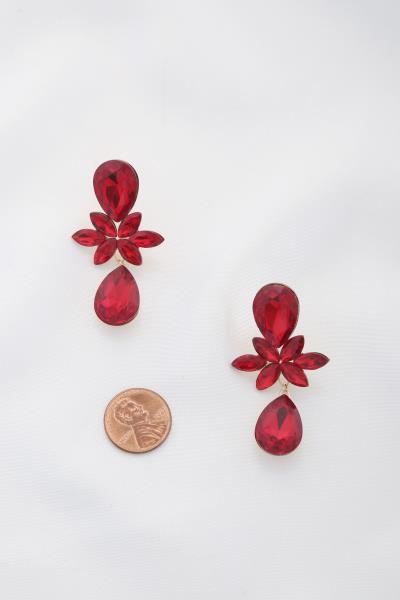 DOUBLE TEARDROP FLOWER CRYSTAL EARRING