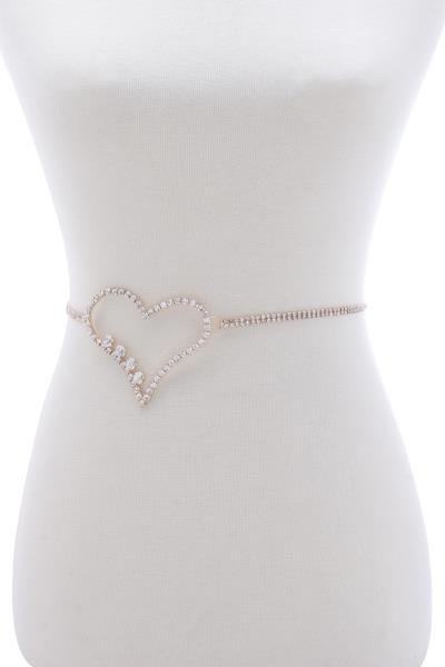 HEART RHINESTONE CHAIN BELT