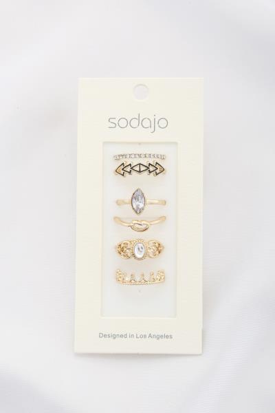 SODAJO OVAL STONE METAL ASSORTED RING SET