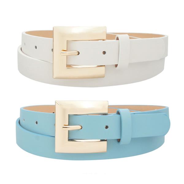 MOD FLAT RECTANGLE BUCKLE DUO SKINNY BELT