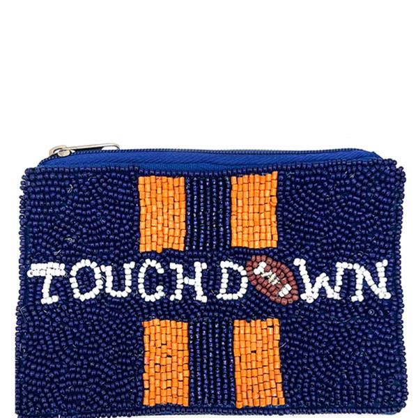 TOUCHDOWN SEED BEADED COIN BAG