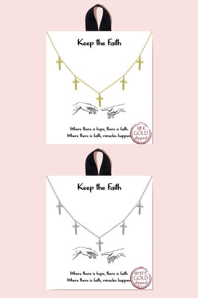 KEEP THE FAITH NECKLACE 18K GOLD RHODIUM DIPPED