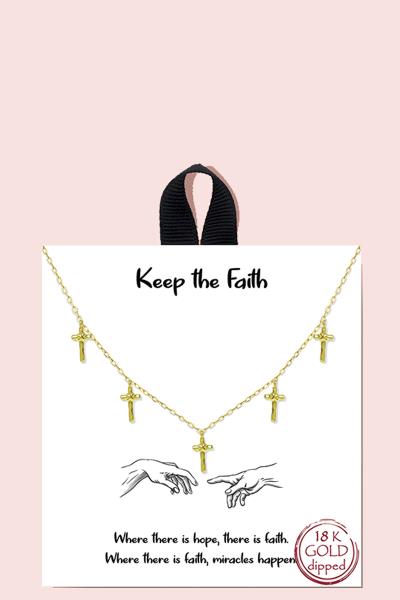 KEEP THE FAITH NECKLACE 18K GOLD RHODIUM DIPPED