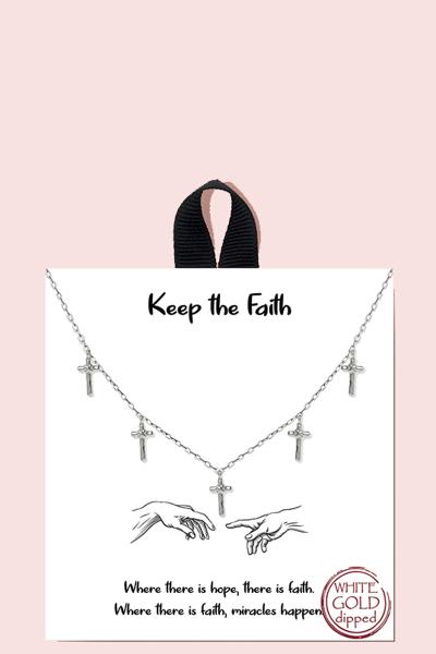 KEEP THE FAITH NECKLACE 18K GOLD RHODIUM DIPPED