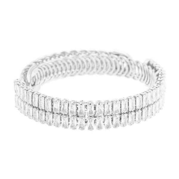 CRYSTAL BAGUETTE DOUBLE ROW CUFF BRACELET